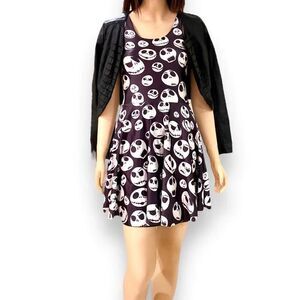 Sleeveless Black White Skulls Skater Summer Mini Dress NEW